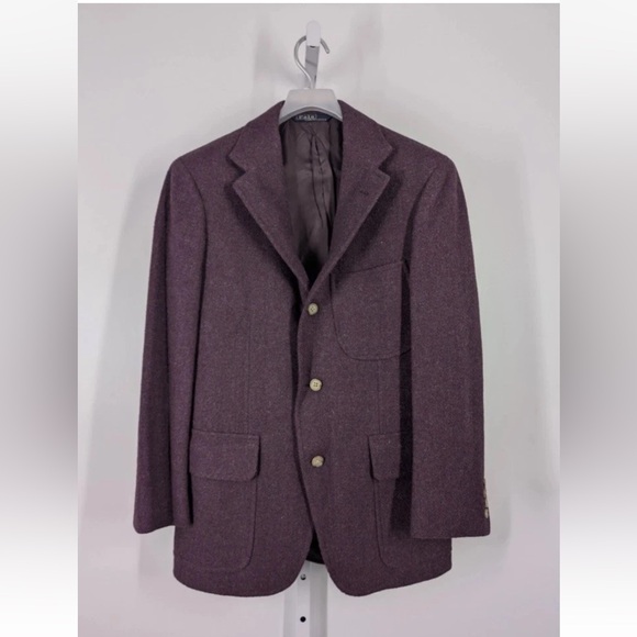 Polo Ralph Lauren Bergdorf Vintage Purple Tweed USA Unionmade Label Jacket 37" - Picture 2 of 12